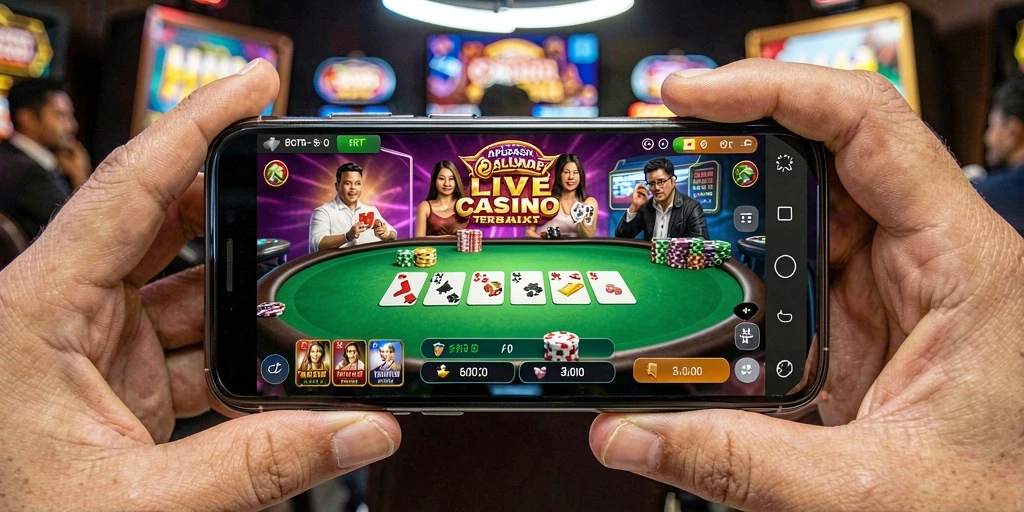 Tampilan gameplay Live Casino di 6RT dengan dealer profesional.
