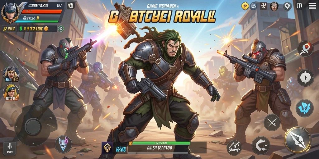 Screenshot gameplay seru GOBETASIA dalam arena Battle Royale.