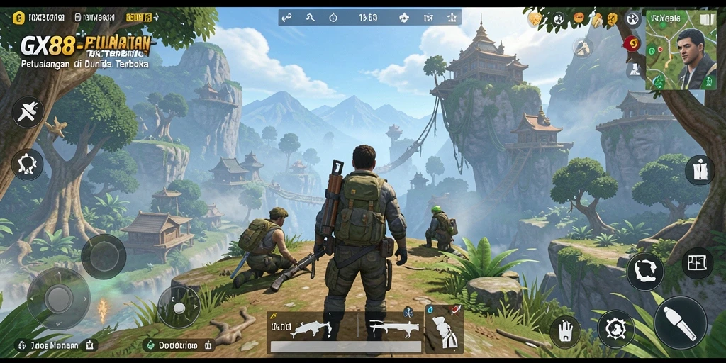 Gameplay GX88 dengan eksplorasi sebagai fokus utama.