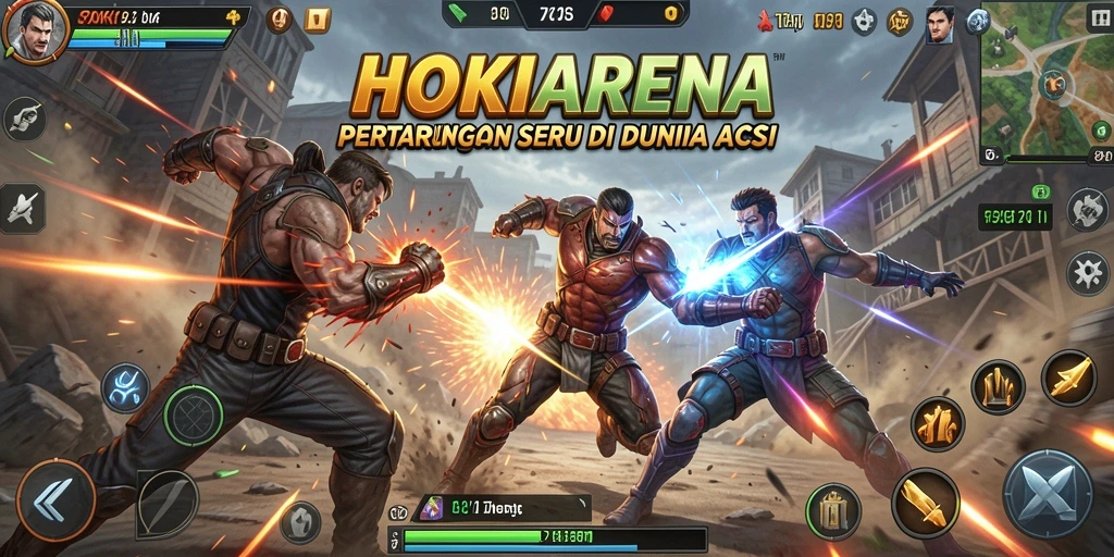 Screenshot gameplay HOKIARENA yang menunjukkan aksi pertarungan seru.