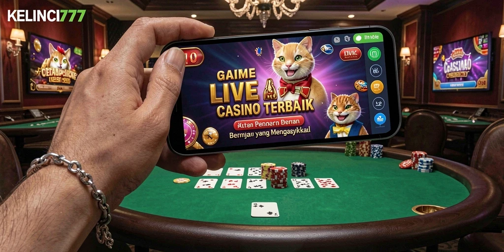 Screenshot KELINCI777 menampilkan dealer live dan suasana kasino yang nyata.