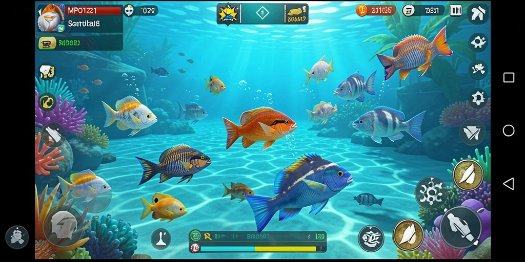 Gameplay seru dalam MPO1221, menembak ikan dengan mudah.
