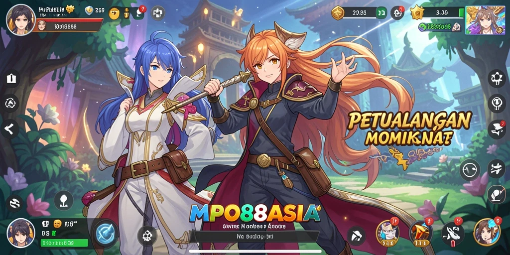 Tampilan gameplay mendebarkan dengan karakter Anime penuh warna.