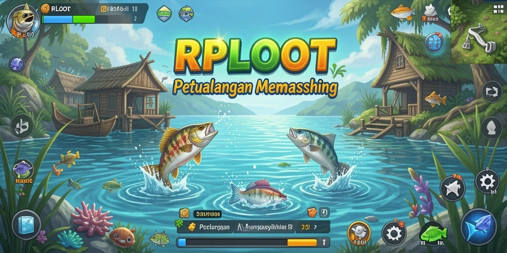 Tampilan gameplay RPLOOT yang menampilkan aksi memancing yang seru.