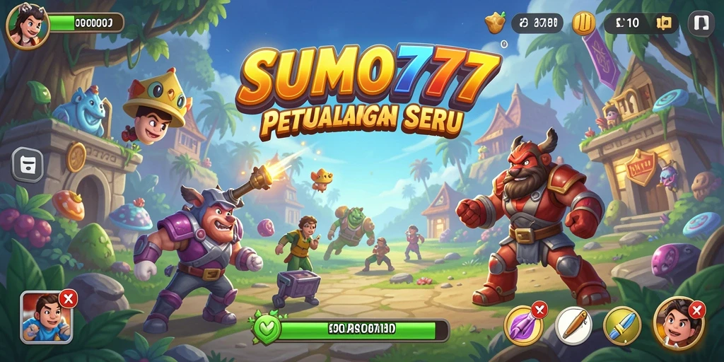 Tampilan gameplay SUMO777 dengan karakter unik dan arena seru.